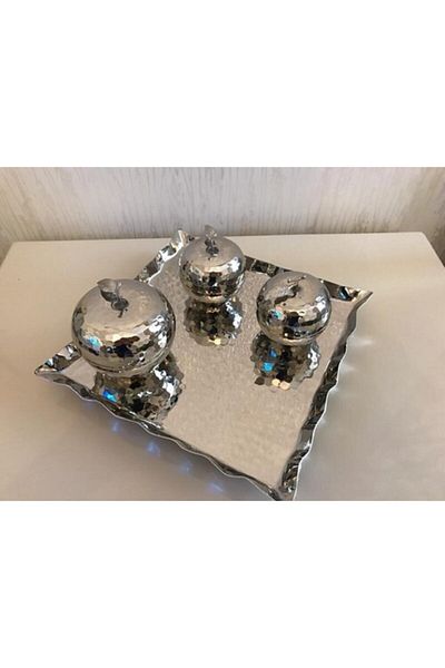 Ustası Antepte Forged Copper Square Tray 20 X 20 Cm