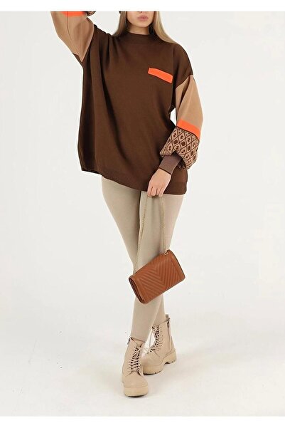 TESETTÜRÜ ALA STORE Women's Sleeve Ethnic Pattern Knitwear Sweater