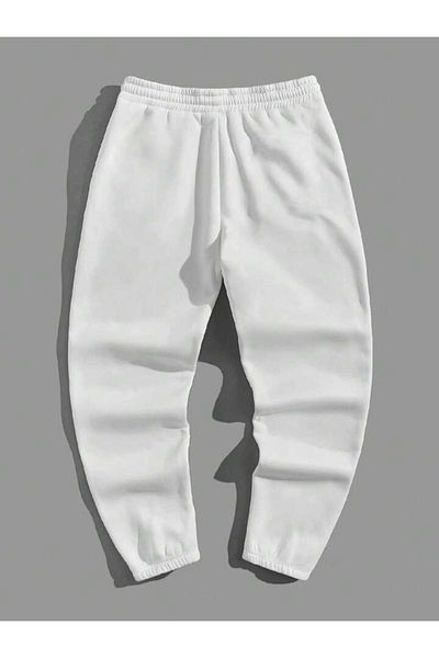Mythologie A Logo Sweatpants Jogger - White Printed Rubber Leg High Waist Winter