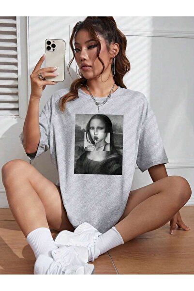 Mythologie Μπλουζάκι Monalisa Lollipop - Γκρι εμπριμέ κοντό μανίκι με λαιμόκοψη