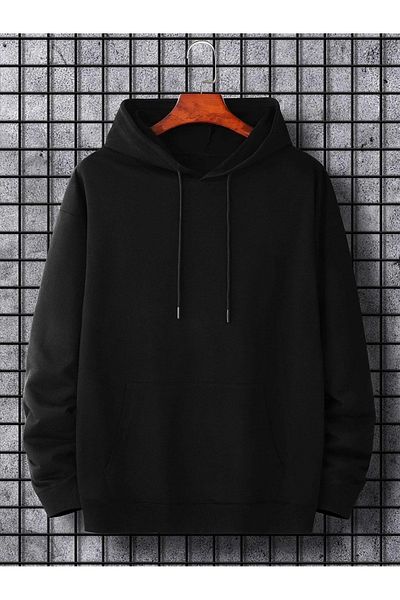 MODARİCH Happy Smile For Sweatshirt - هوديي مضلع كبير الحجم مطبوع باللون الأسود
