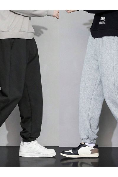 Mythologie 2-Piece Clever Vintage Sweatpants Jogger - Black And Gray Printed Rubber Leg High Waist Summer