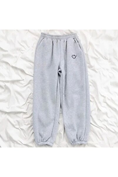 Mythologie 3-пакет панталони за тичане с принт на усмихнато лице - черни, бели, сиви еластични маншети, висока талия