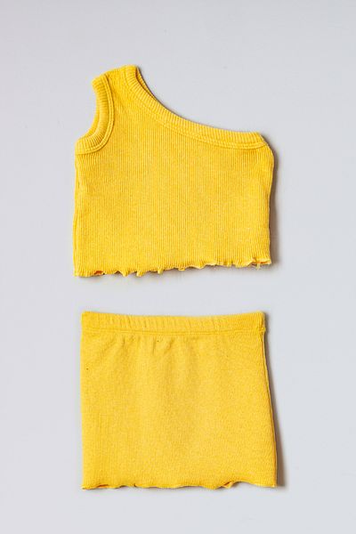 ADABEBEK Single Sleeve Crop Skirt Baby Set