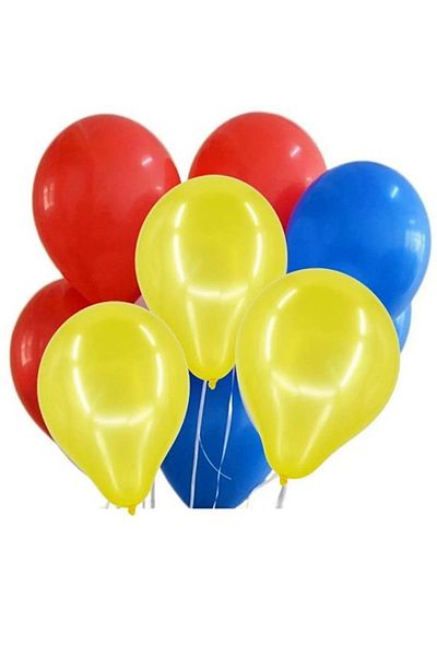 asöy 10 Metallic Yellow Red Dark Blue Balloons