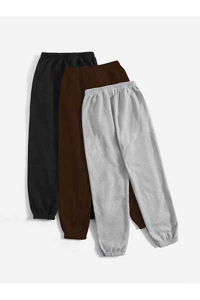 Mythologie 3-Piece City Printed Jogger Sweatpants - Μαύρο Γκρι και Καφέ Καουτσούκ Πόδι Ψηλόμεσο Καλοκαίρι