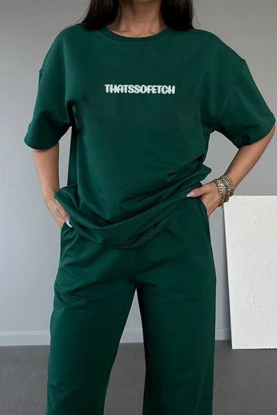 Mythologie Thatssofetch T-shirt Sweatpants Jogger - Nefti Green printed αθλητική φόρμα Oversize Crew Neck