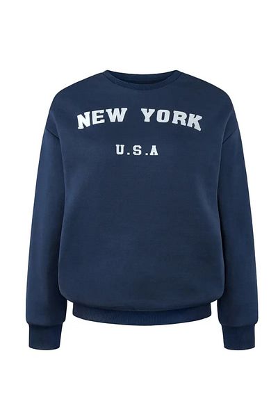 Renaissance Navy Blue Cotton Unisex Tracksuit Set - New York Printed