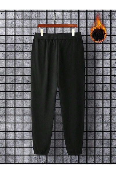 Mythologie Space Planets Sweatpants Jogger - Μαύρο εμπριμέ λαστιχένιο πόδι ψηλόμεσο χειμώνα