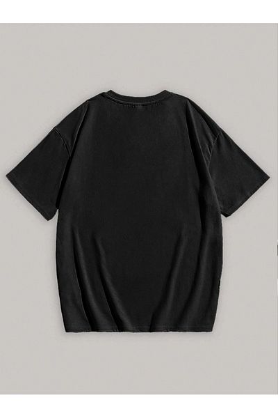 Mythologie Μπλουζάκι Brooklyn USA - Κοντό μανίκι με μαύρη στάμπα Oversize Crew Neck