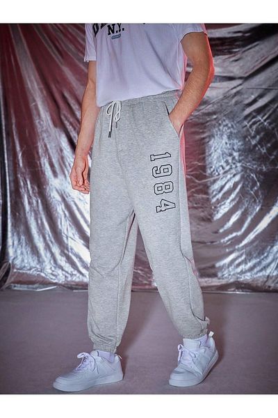Mythologie 2 Pack 1984 Sweatpants Jogger - Γκρι εμπριμέ λαστιχένιο πόδι ψηλόμεσο καλοκαίρι