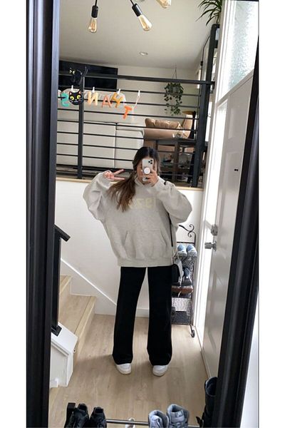 Mythologie 1977 Γκρι φούτερ Black Flared Tracksuit Set - Black Suit Jogger Sweatshirt Hooded