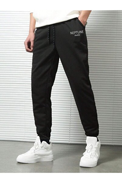Mythologie Neptune Paris Sweatpants Jogger - Black Printed Elastic Leg High Waist