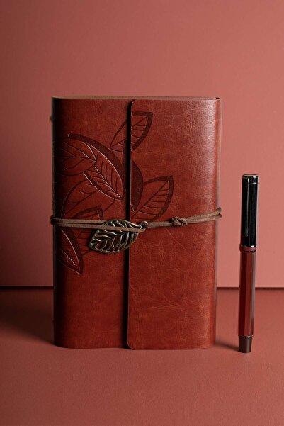 Huge Home Deri Kraft Kağıtlı Defter ve Kalem Seti - Öğretmenler Günü Hediye Seti