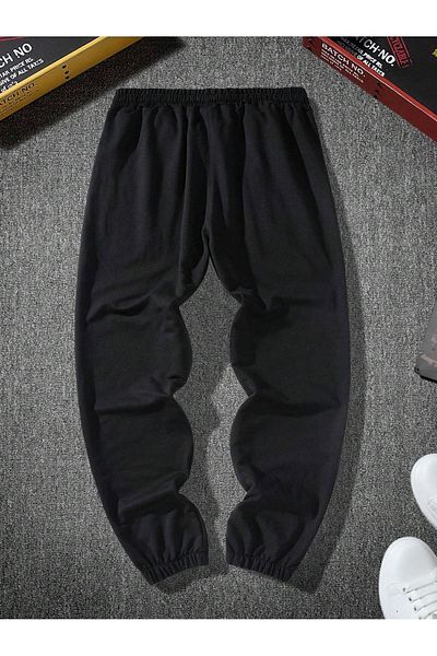 Mythologie Paris Sweatpants Jogger - Μαύρο εμπριμέ λαστιχένιο πόδι ψηλόμεσο χειμώνα