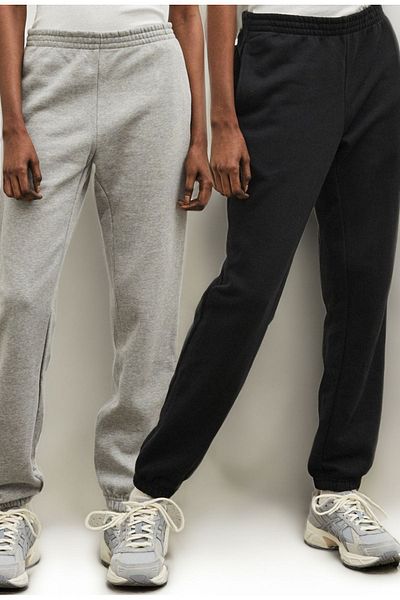 Mythologie 2-Pece Basic Straight Sweatpants Jogger - Black Grey Rubber Leg High Waist Summer