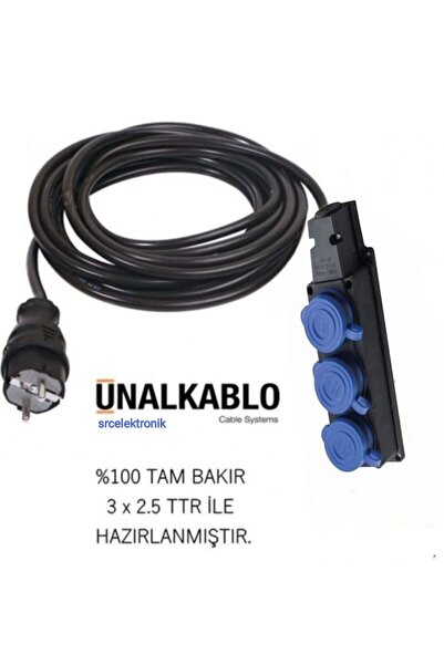 UNAL 3 PIECE 25 METER RUBBER 3X2.5 EXTENSION MOBILE CABLE (100% FULL VIRGIN THICK CABLE )