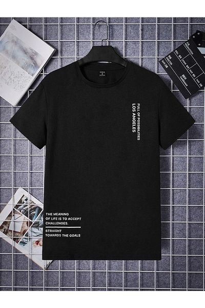 Mythologie Μπλουζάκι Possibilities - Μαύρο, εμπριμέ, Oversize, Crew Neck, Κοντό μανίκι