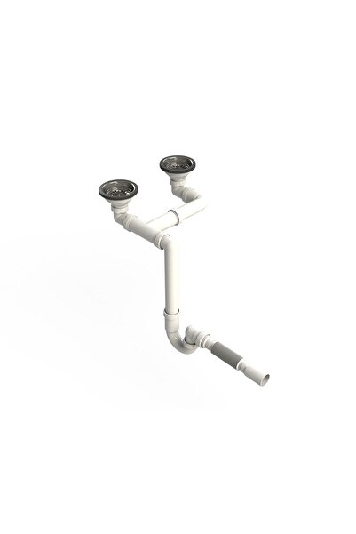 donau Büyük Kafa Çiftli Granit Evye Sifonu - Taşmasız