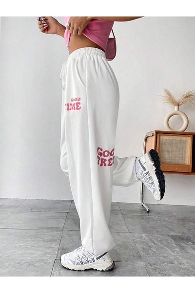Mythologie Good Freedom Sweatpants Jogger - Λευκό εμπριμέ λαστιχένιο πόδι ψηλόμεσο χειμώνα