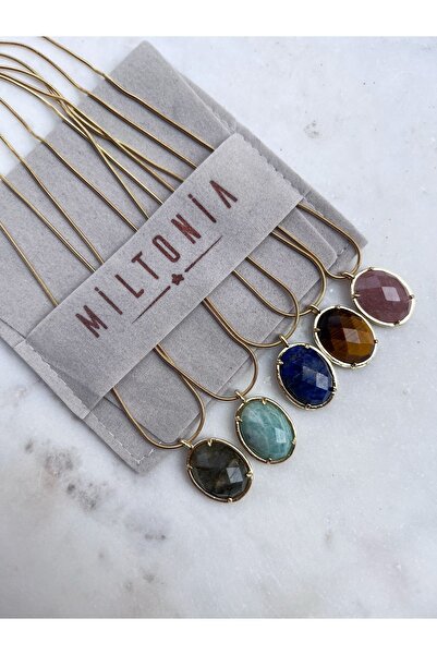 Miltonia Lapis Lazuli Kolye Uçlu Çelik Zincirli Kolye