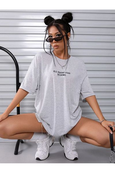 Mythologie Roads Rome T-Shirt - Γκρι εμπριμέ κοντό μανίκι με λαιμόκοψη