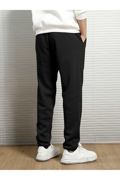 Mythologie Mountain Silhouette Sweatpants Jogger - Black Printed Elastic Leg High Waist Winter