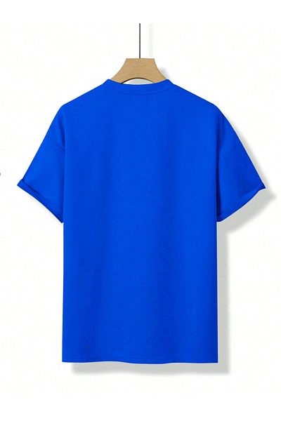 Mythologie Be Yourself T-Shirt - Sax Blue Printed Oversize Crew Neck με κοντό μανίκι
