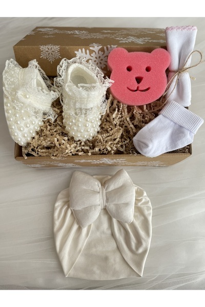 MASALBABY Kız Bebek Saç Bonesi Seti / Yeni Doğan Hediyelik /