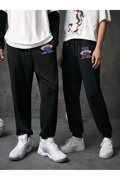 Mythologie 2 Pack Space Jam Sweatpants Jogger - Μαύρο εμπριμέ λαστιχένιο πόδι ψηλόμεσο καλοκαίρι