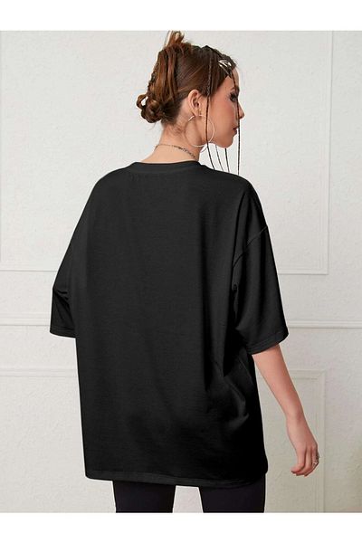 Mythologie Μπλουζάκι Catch Me Cat Text Design - Μαύρο, εμπριμέ, Oversize, Crew λαιμόκοψη, κοντό μανίκι