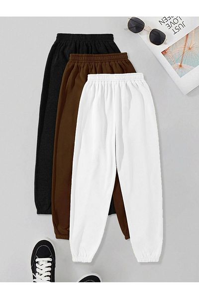 Mythologie 3-Piece East Hampton Printed Jogger Sweatpants - Black Brown White Rubber Leg High Waist Summer