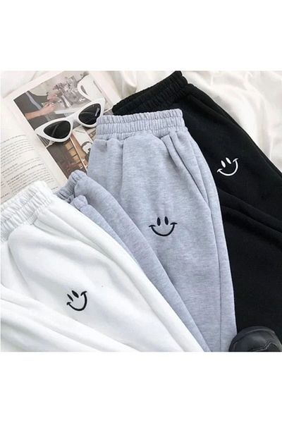 Mythologie Φούτερ Jogger 3-pack Smiling Faces - Μαύρο Λευκό Γκρι Λαστιχένιο Πόδι Ψηλόμεσο Καλοκαίρι