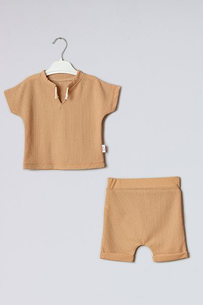 ADABEBEK New Season - 100% Cotton Honeycomb Shorts Suit Set
