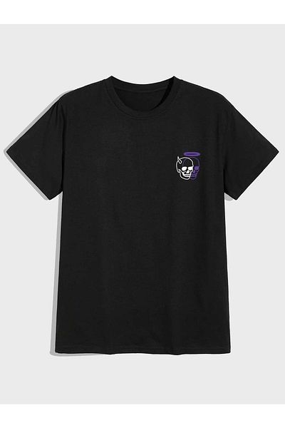 Mythologie T-shirt Skull - Μαύρο, εμπριμέ, Oversize, Crew λαιμόκοψη, κοντό μανίκι