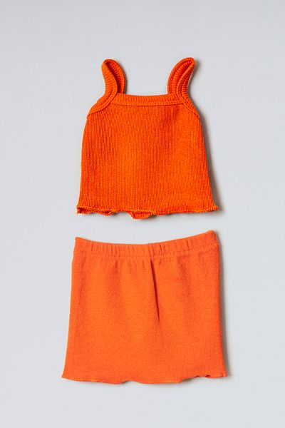ADABEBEK Corded Baby Crop Skirt and Rope Hanging Top Set