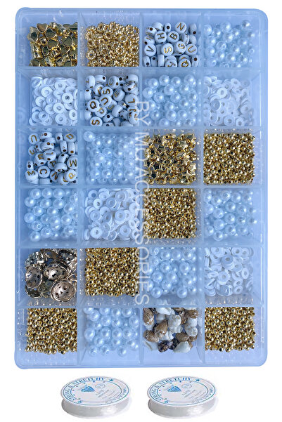 By MO Accessories مجموعة صنع المجوهرات المصنوعة يدويًا من خرزات الذهب الأبيض ...