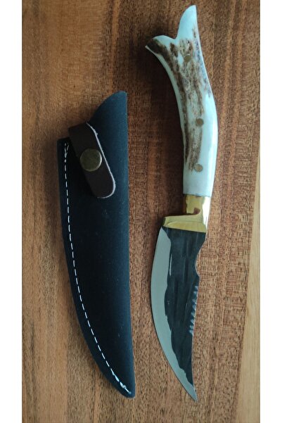 YEŞİM KÖK Gerçek Geyik Boynuzu Saplı El Yapımı Paslanmaz 41 16 Alman Çeliği F...