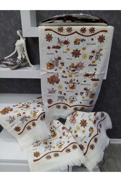 EVRİZON 40*60 Рушник з принтом на тему кави, 2 шт.