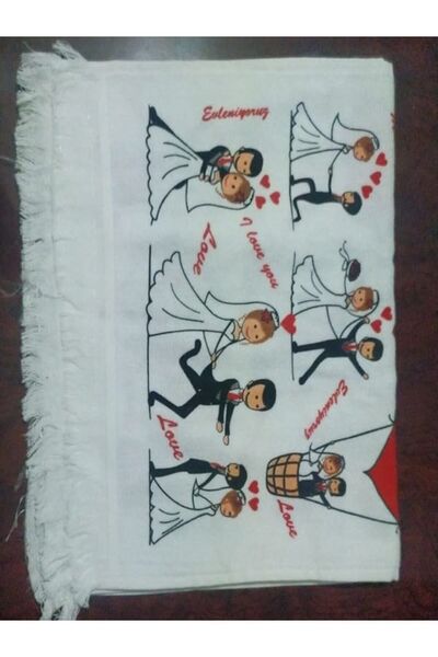 EVRİZON 40x60 Рушник з друкованим весільним мотивом, 2 шт.