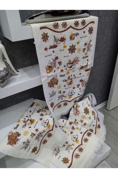 EVRİZON 40*60 Рушник з принтом на тему кави, 2 шт.