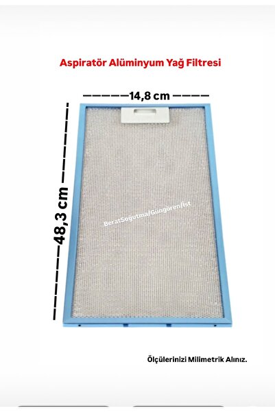 beratsogutma SÜRGÜLÜ ASPİRATÖR ALÜMİNYUM YAĞ FİLTRESİ 14,8 X 48,3 CM