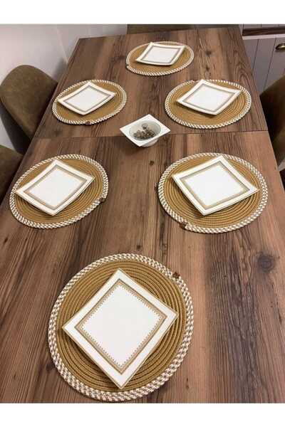 eftlyhome Set de coșuri din iuta din răchită - Serviciu american, farfurie și...