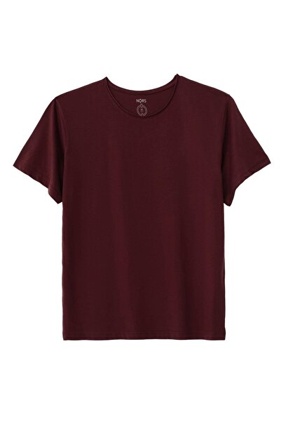 Nors Μπλουζάκι με κανονικό χαλαρό γιακά σε μπορντό χρώμα