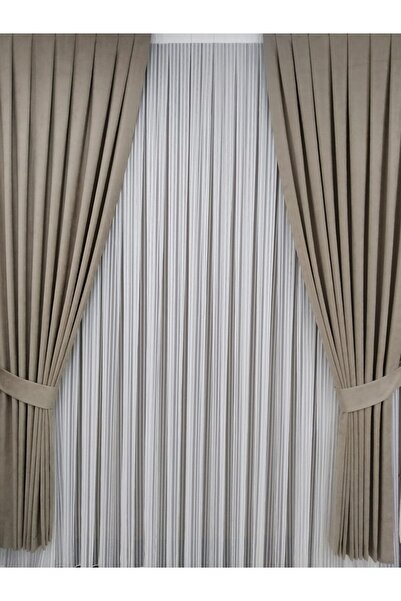 Pakar Vizon Pileli Kadifemsi Fon Perde Yüksek Kalite Çift Kanat