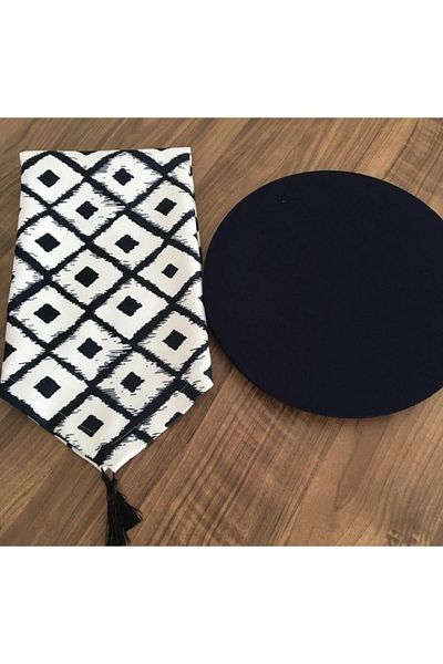 Dream Home Aslıdreamhome Amerika&servis, Alergă cu model pătrat negru, set de 6 consumabile MDF