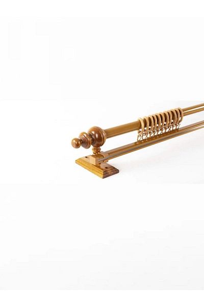 Happys Umeraș pentru perdea rustic din lemn de stejar - țeavă rustică cu șină