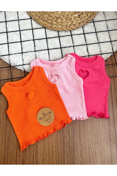 ArdenKids 3’lü Renkli Kalp Detaylı Çocuk Body