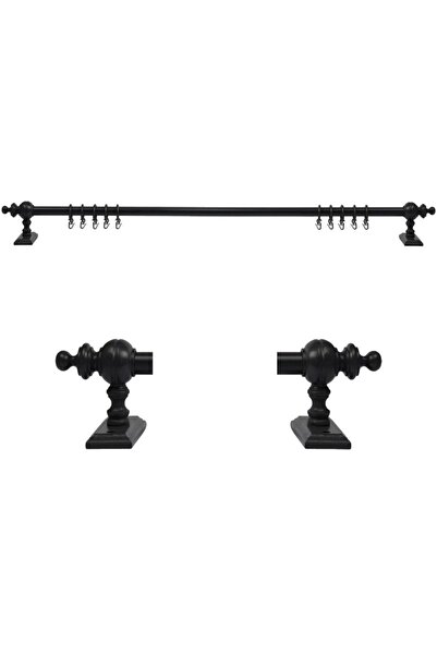 Happys Anthracite Rayless Wooden Rustic Curtain Hanger 225 Cm - Rustic Pipe