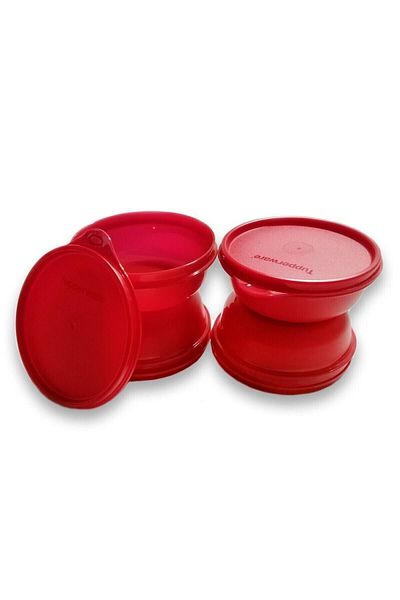 Tupperware Set of 4 Red Candy Containers - 300 ml Storage and Fridge